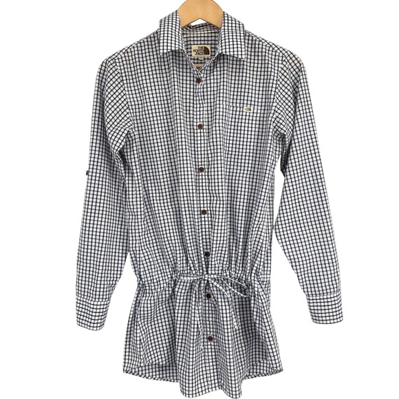 Rare The North Face Coolmax Cinch Waist Hiking Shirt 85/US SM Gingham Korea - Picture 2 of 11